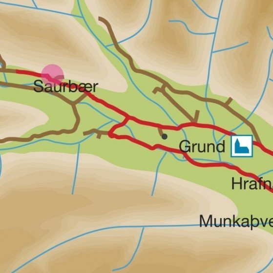 Staðsetning Smámunasafns Sverris Hermannsonar við Saurbæ. Sjá bleika doppu. Frá Akureyri er farið er um veg 821 og ekið framhjá Hrafnagili.
Safnið er staðsett 27 km sunnan við Akureyri og u.þ.b. 15 km sunnan við Hrafnagil.