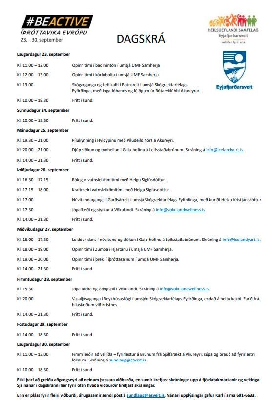 Íþróttavika Evrópu verður haldin 23. – 30. september