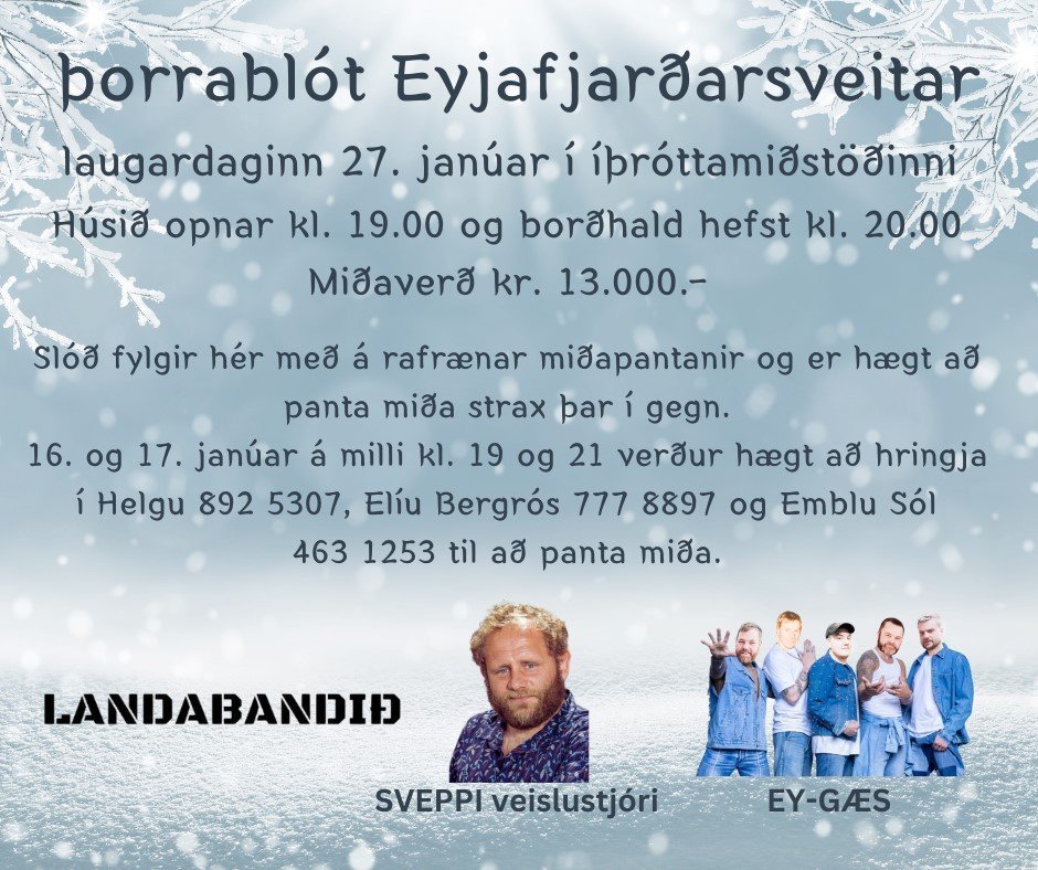Þorrablót - Seinni dagur símasölu er í dag 17.01.24