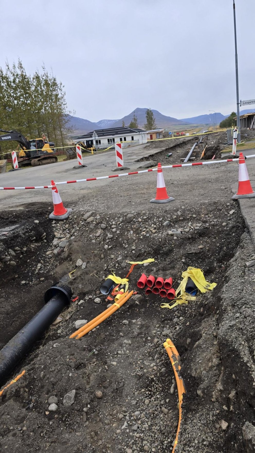 Framkvæmdir við gatnagerð í Hrafnagilshverfi.