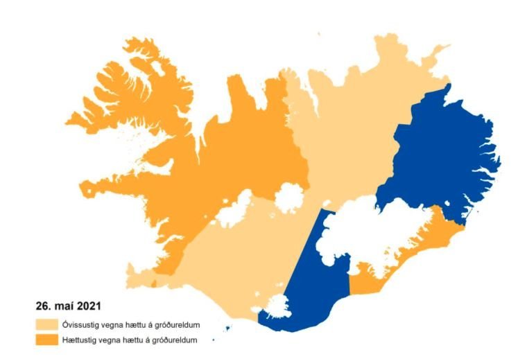 Óvissustig vegna hættu á gróðureldum á Norðurlandi eystra