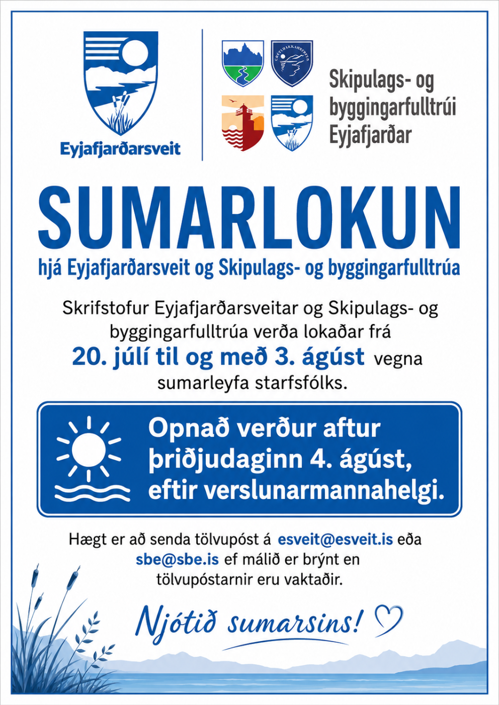 Sumarlokun hjá Eyjafjarðarsveit og Skipulags- og byggingarfulltrúa
