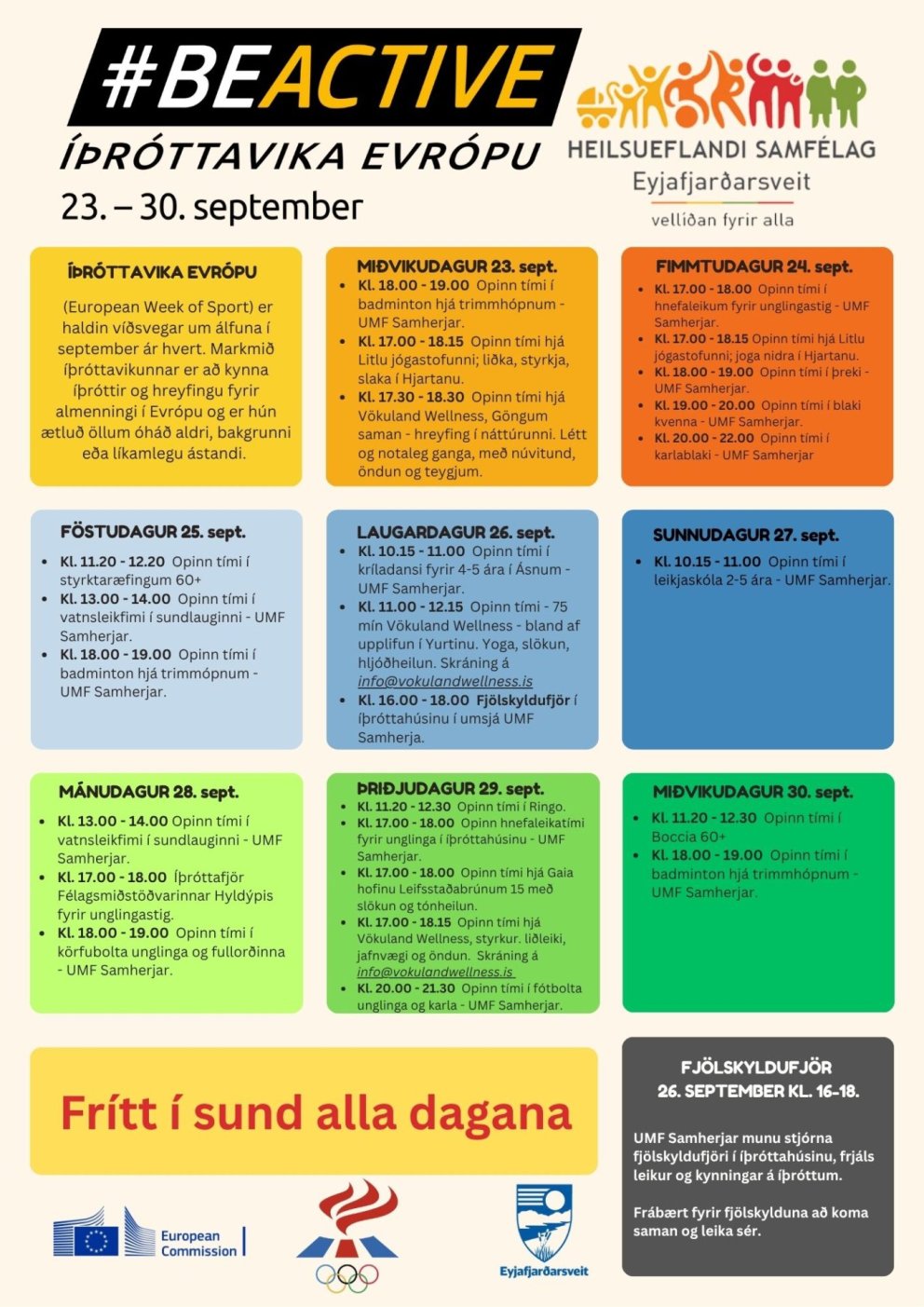 Dagskrá Íþróttaviku Evrópu
