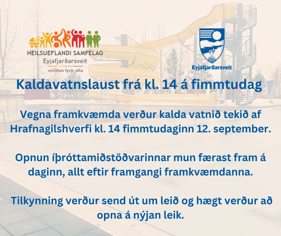 Kaldavatnslaust frá kl. 14:00 á fimmtudaginn 12. september