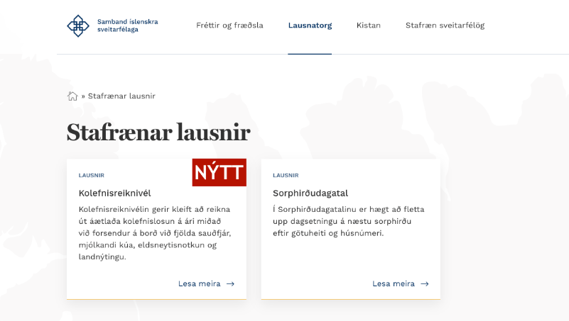 Kolefnisreiknivél Eyjafjarðarsveitar á lausntorgi Sambands Íslenskra sveitarfélaga