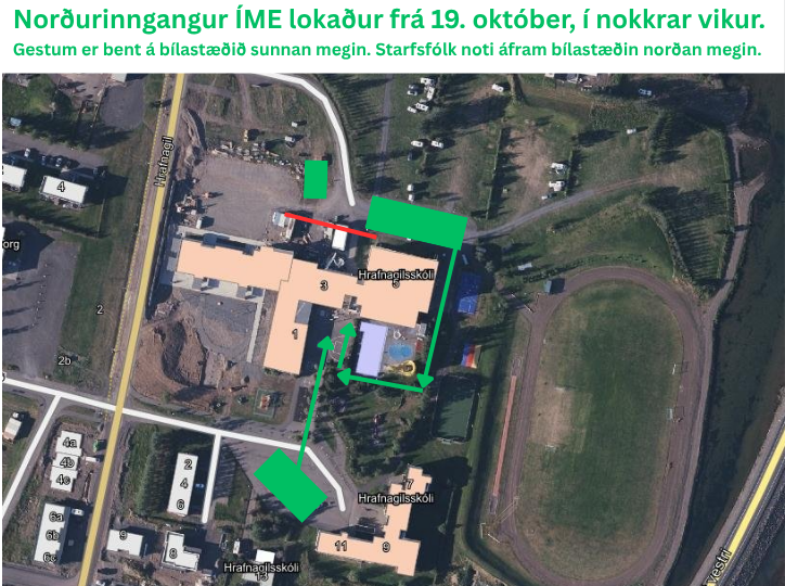 Norðurinngangur lokaður vegna framkvæmda frá mánudeginum 19. október