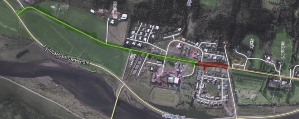 Lokarnir í Hrafnagilshverfi (rautt lokað, grænt opið)